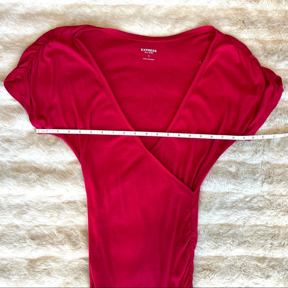 Express Size Small Red Ruched Tunic - Picture 9 of 9